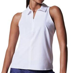 SPANX Women’s Sunshine Tank Top Size XL Collared 1/4 Zip White Stretch Golf $88